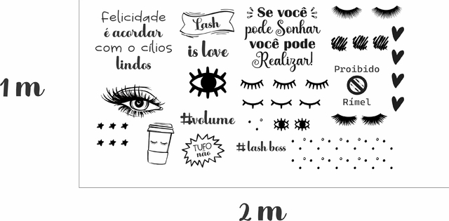 Adesivo Decorativo Parede Salão Estética Frase Cílios Lash Olhos