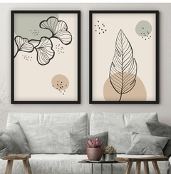 Conjunto de Quadros Decorativos Boho Folhagem Floral B37 - comprar online