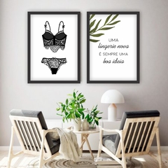 Conjunto de Quadros Decorativos Lingerie Uma Lingerie Nova