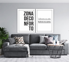 Conjunto de Quadros Decorativos Frase Zona de Conforto Calmaria Euforia - comprar online