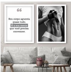 Conjunto de Quadros Decorativos Academia Fintess Frase Seu Corpo - comprar online