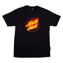 Camiseta Santa Cruz Flaming Dot Front Black. Confeccionada em 100% algodão. Estampa em grande escala na frente. Costas lisa.