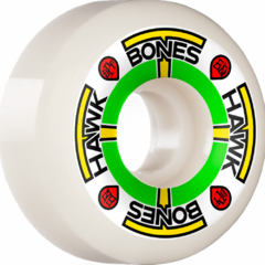 Jogo com 4 rodas da marca Bones Wheels. Tony Hawk Pro Model. Formuladas em SPF (Skate Park Formula™), nas especificações de 60mm de diâmetro e 84B - 104A de dureza. Produto importado (fabricado nos USA).