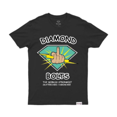 Camiseta Diamond Bolts Black. Confeccionada em 100% Algodão. Possuí gola careca.