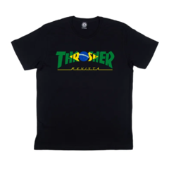 Camiseta da marca de skate Thrasher Brasil Preta. Confeccionada em 100% algodão. Possuí gola careca.