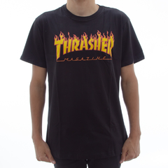 Camiseta Thrasher Flame Black  Confeccionada em 100% Algodão; Possuí gola careca; Estampa em silk.
