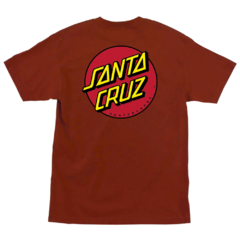 Camiseta Santa Cruz Classic Dot Orange Rust Confeccionada em 100% algodão; Possuí gola careca; Santa Cruz Classic Dot;Estampa em silk pequena na parte da frente, centralizada à altura do peito; grande nas costas; Etiqueta em tecido Santa Cruz no interior 