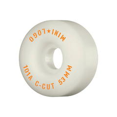 Roda de skate Mini Logo C-CUT 53mm 101A branca com inscrições laranja