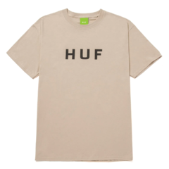 Camiseta Huf Essencial OG Logo Beige. Confeccionada em 100% algodão pré-encolhido. HUF Essentials.