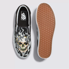 Tênis Vans Slip-On Flame Skull Black True White - comprar online