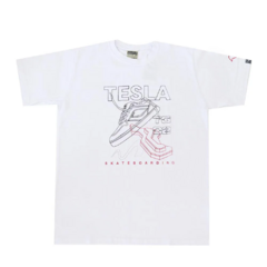 Camiseta Tesla TG Branco. Confecção: 100% algodão. Mangas curtas. Estampa em silk na parte da frente.