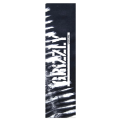 Lixa Grizzly Tie-Dye Black. Lixa de skate importada. Possui logo da marca e faixas tie-dye em branco, contrastando com fundo preto básico da lixa..