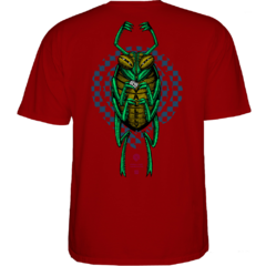 Camiseta Powell Peralta Mike Vallely Bug Red. Produto orginial e importado. Estampa em silk nas costas, em grande escala. Estampa em silk no lado esquerdo, altura do peito.