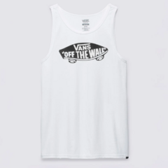 Camiseta regata Vans Style 76 Tank branca com estampa "Off The Wall" em preto.