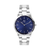 Relógio Masculino Pulseira Prata Fundo Azul Belmont Blue Silver 40mm