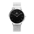 relógio minimalista pulseira aço prata fundo preto