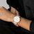 Relógio Feminino Branco Pulseira De Couro Queens Rosé Gold 40mm - comprar online