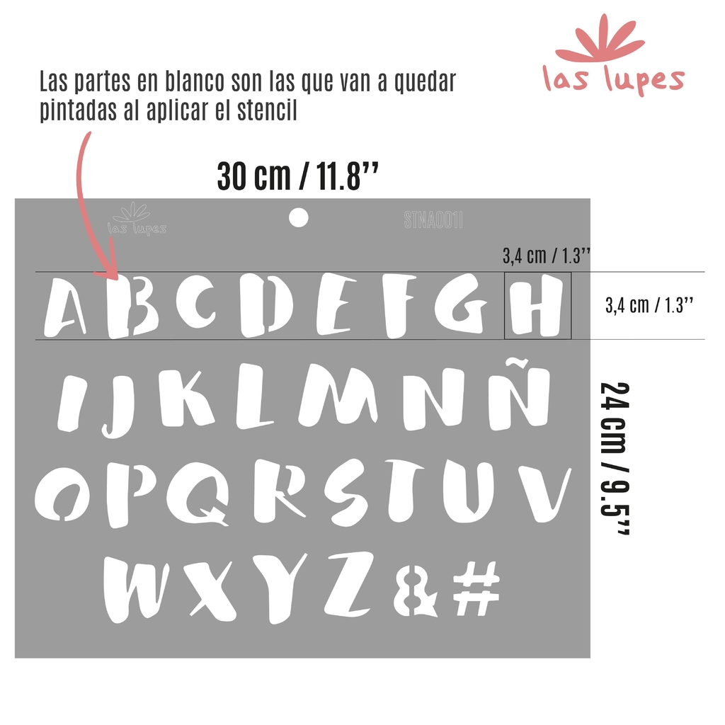Plantillas de estarcido o stencil de letras y números, abecedarios o  alfabetos.
