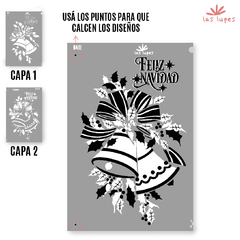 STENCIL STNG054M CAMPANAS NAVIDAD - DOBLE REGISTRO