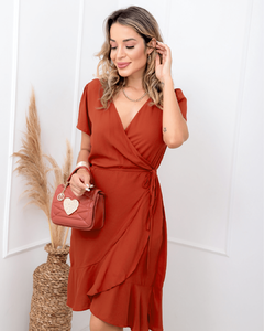 Vestido Envelope Paty Curto Terracota