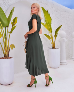 Vestido Envelope Midi Yara Verde Militar