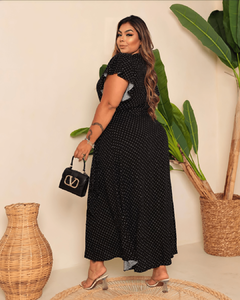 Vestido Regina Longuete Envelope Viscolinho Poá Preto