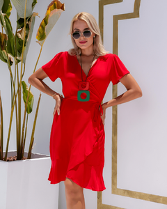 Vestido Envelope Paty Curto Vermelho