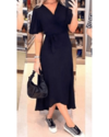 Vestido Envelope Longo Jane Liso Preto