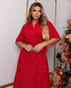 Vestido Envelope Longo Jane Poá Vermelho natal