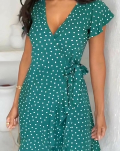 Vestido Yarinha envelope midi curto Poá