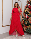 Vestido Envelope Longo Jane Poá Vermelho