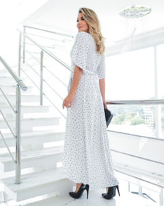 Vestido Envelope Longo Jane Poá Branco