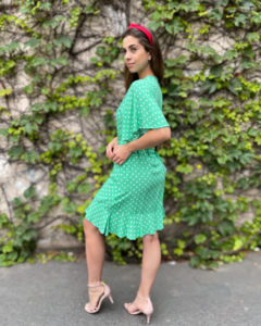 Vestido Kely Envelope Curto Poá Verde na internet