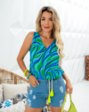 Regata Alice Estampa Azul Viscose Premium