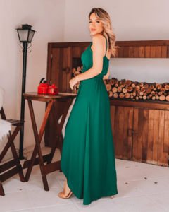 Vestido Envelope Longo Lili Verde Militar