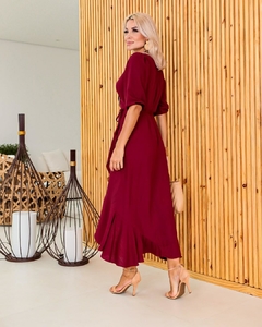 Vestido YASMIN Envelope Midi BORDO