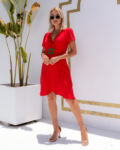 Vestido Envelope Paty Curto Vermelho