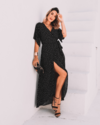 Vestido Envelope Longo Jane Poá Preto