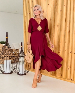 Vestido YASMIN Envelope Midi BORDO