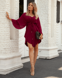 vestido kimono bordo caluli