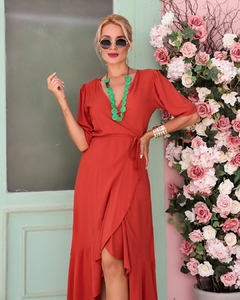 Vestido YASMIN Envelope Midi TERRACOTA