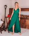 Vestido Envelope Longo Lili Verde Militar