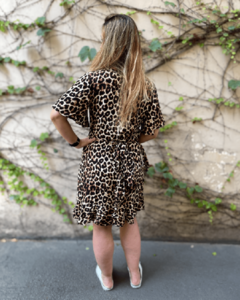 vestido kely envelope curto wrap dress animalprint onça