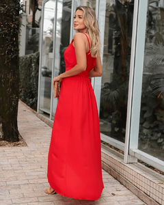 Vestido Envelope Longo Lili Alcinha Vermelho