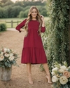 vestido midi manga longa marsala