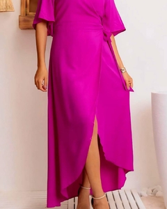 vestido-jane-envelope-longo-manga-curta-fucsia