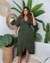 vestido jane midi longo verde militar tamanho 44 ao 50 