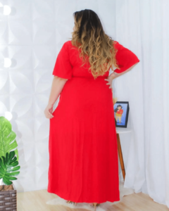 Vestido Envelope Longo Jane Liso Vermelho