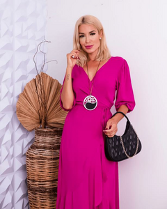 Vestido YASMIN Envelope Midi Manga 3/4 PINK