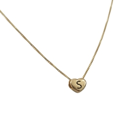Collar Veneciana + Corazón Inicial Pasante Laminado en Oro - comprar online